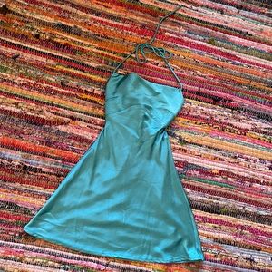 NWOT Princess Polly Teal Silk Dress